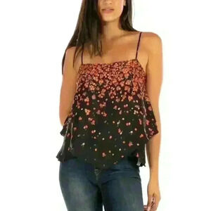 Intimately Free People Sz XS Let Me Love Black Floral Cami Boho Hippie Country